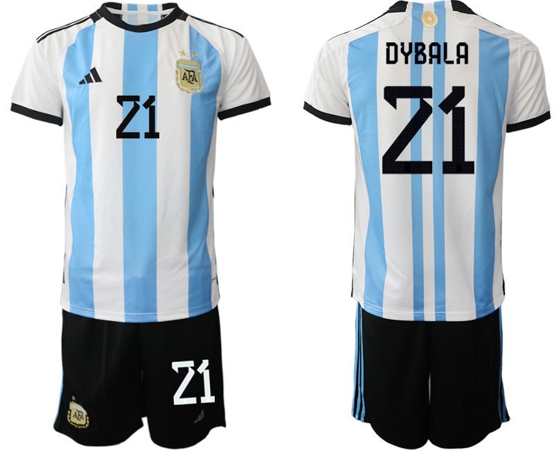Cheap Men 2022 World Cup National Team Argentina home white 21 Soccer Jerseys